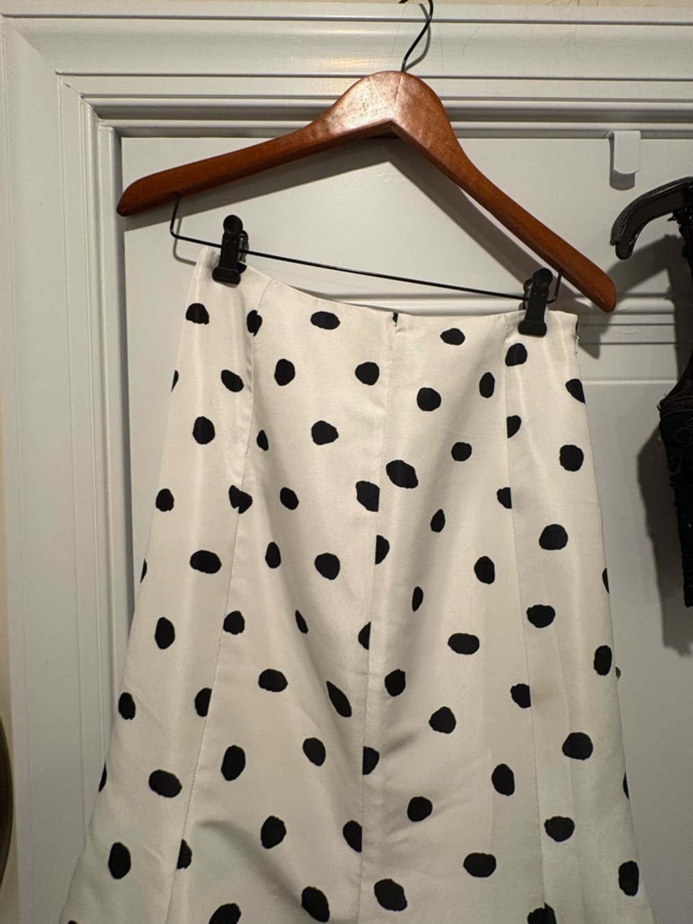 Sherri Hill Black Lace Top and Polka Dot Cocktail Dress with Gold Zipper Detail - Picture 3 of 6